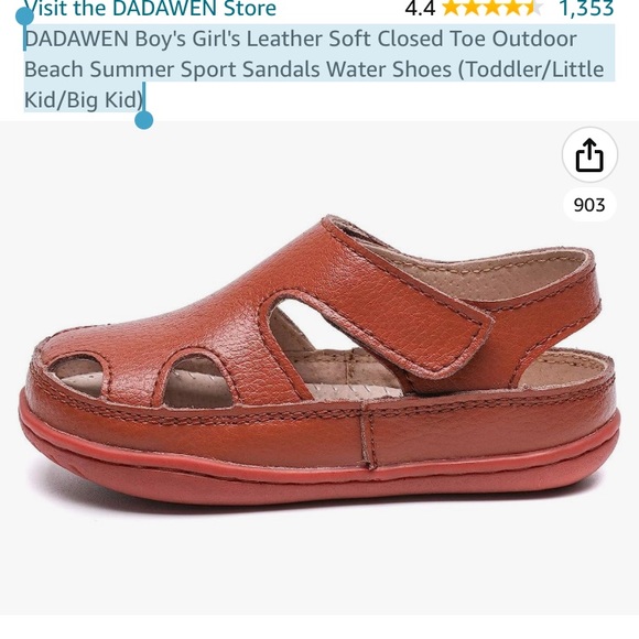 DADAWEN Leather Soft Closed Toe Outdoor Beach Summer Sandals Shoes - Picture 7 of 7